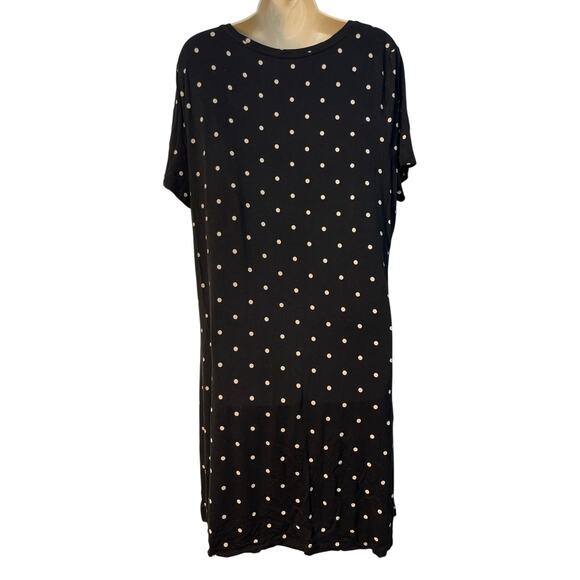 Amazon Essentials Short Sleeve Crewneck Polka Dot Midi Dress Black/White XL - Picture 2 of 9